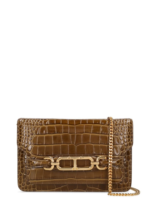 Tom Ford: Small Whitney shiny croc leather bag - Khaki - women_0 | Luisa Via Roma