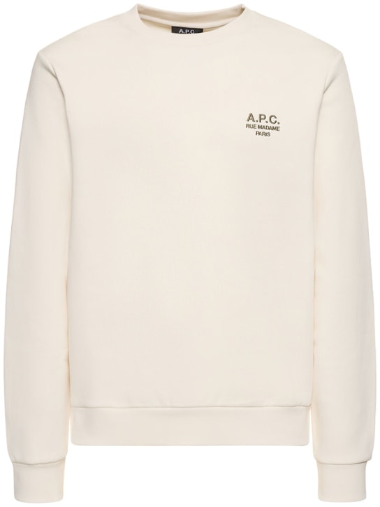 A.P.C.: Sweatshirt aus Bio-Baumwolle mit Logodruck - Naturfarben - men_0 | Luisa Via Roma