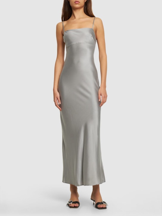 St. Agni: Silk blend maxi slip dress - Silver - women_1 | Luisa Via Roma