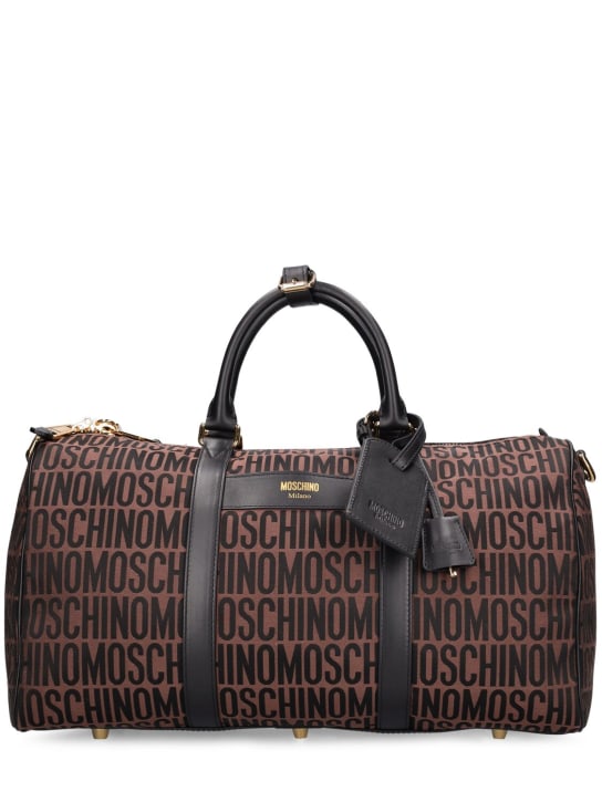 Moschino: Moschino logo尼龙提花行李包 - 棕色 - men_0 | Luisa Via Roma