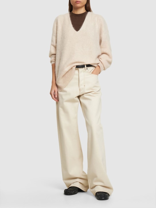 Guest In Residence: Grizzly v neck cashmere sweater - Beige - women_1 | Luisa Via Roma