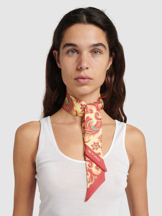 Etro: Bandeau en soie imprimée - Multicolore - women_1 | Luisa Via Roma
