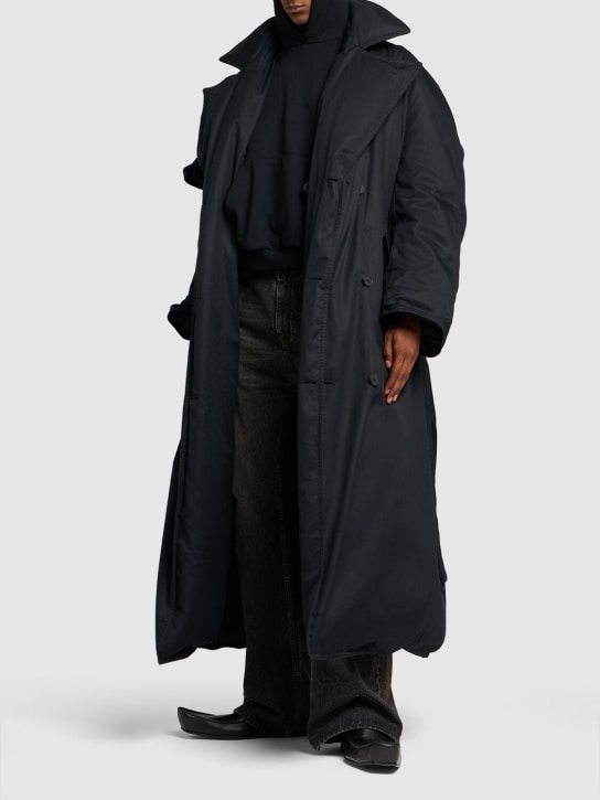 Balenciaga: Maxi padded down trench coat - Siyah - men_1 | Luisa Via Roma