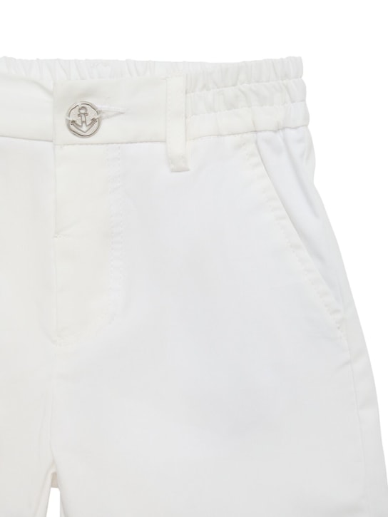 Monnalisa: Cotton levantine shorts w/hem - Beyaz/Lacivert - kids-boys_1 | Luisa Via Roma