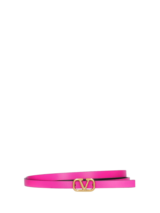 Valentino Garavani: 10mm reversible leather belt - Black/Pink Pp - women_0 | Luisa Via Roma