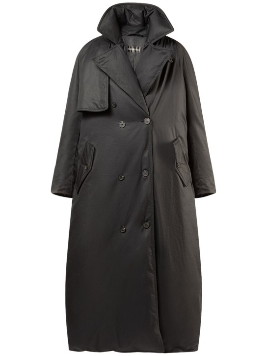 Balenciaga: Maxi padded down trench coat - Black - women_0 | Luisa Via Roma