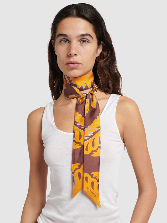 Etro: Bandeau-Schal aus Seide mit Druck - Dunkelbraun - women_1 | Luisa Via Roma
