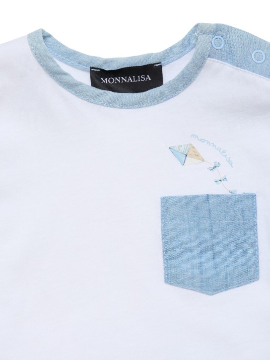 Monnalisa: 棉质平纹针织T恤、短裤和袜子 - 白色 - kids-boys_1 | Luisa Via Roma