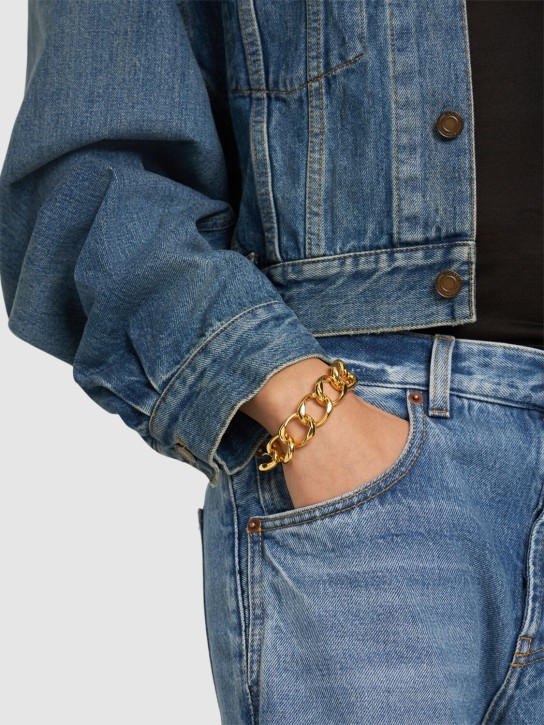 Saint Laurent: Brass curb chain bracelet - Gold - women_1 | Luisa Via Roma