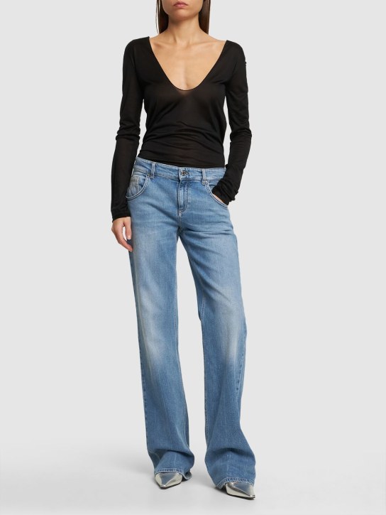 Blumarine: Jeans rectos de denim - Azul - women_1 | Luisa Via Roma