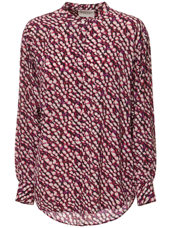 Marant Etoile: Camisa de viscosa estampada - Raspberry/Multi - women_0 | Luisa Via Roma