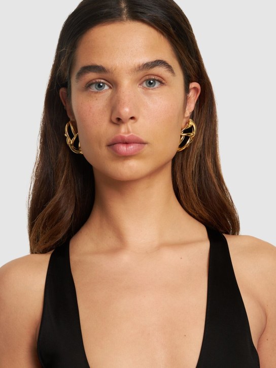 Saint Laurent: Vintage Spiral brass earrings - Gold/Black - women_1 | Luisa Via Roma