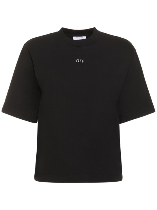 Off-White: Camiseta de algodón - Negro - women_0 | Luisa Via Roma