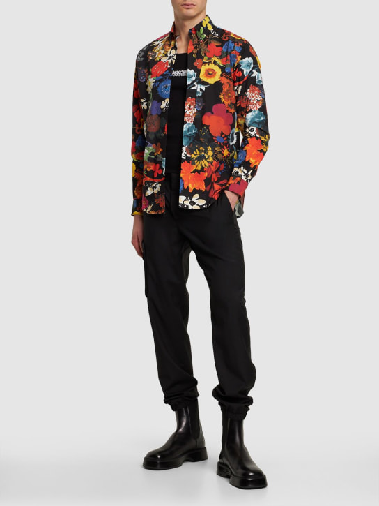 Moschino: Flower print cotton poplin shirt - Multicolor - men_1 | Luisa Via Roma