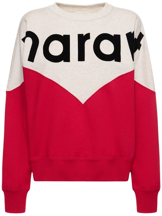 Marant Etoile: Houston logo jersey cotton sweatshirt - Fuşya/Renkli - women_0 | Luisa Via Roma
