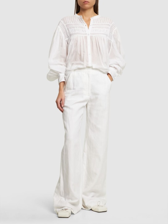 Marant Etoile: Camicia Plalia in cotone - Bianco - women_1 | Luisa Via Roma