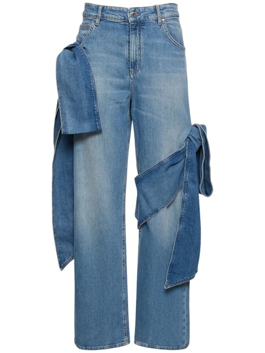Blumarine: Jeans anchos de denim con lazos - women_0 | Luisa Via Roma