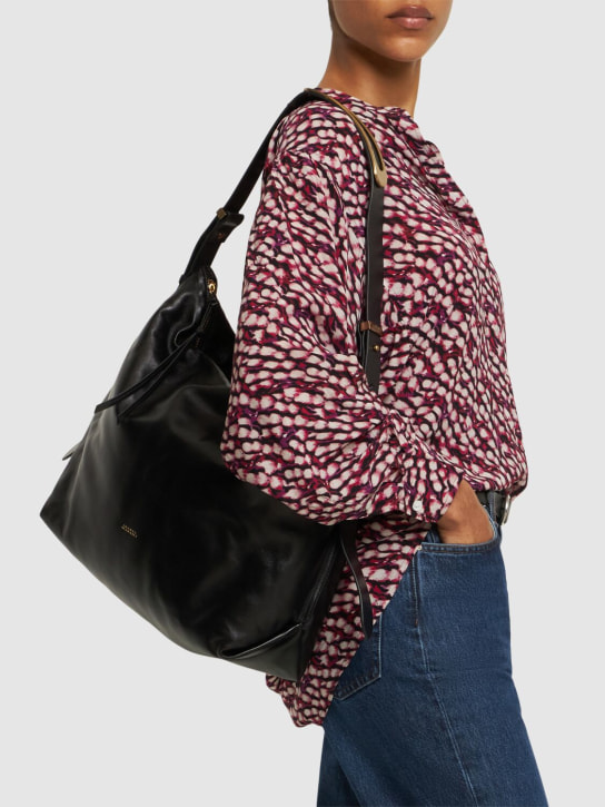 Isabel Marant: Large Leyden leather shoulder bag - Siyah - women_1 | Luisa Via Roma