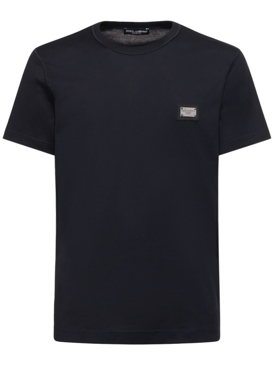 Dolce&Gabbana: T-shirt Essential in jersey - Blu Scurissimo - men_0 | Luisa Via Roma