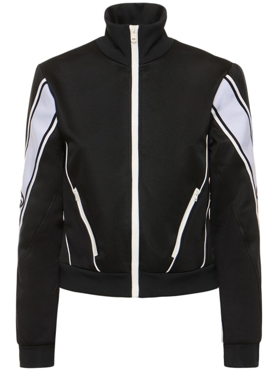 Gucci: Cotton blend zip jacket - Siyah/Beyaz - women_0 | Luisa Via Roma