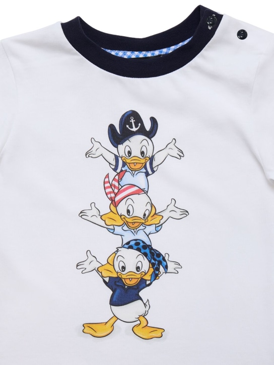 Monnalisa: Bedrucktes T-Shirt aus Baumwolljersey - Weiß/Navy - kids-boys_1 | Luisa Via Roma