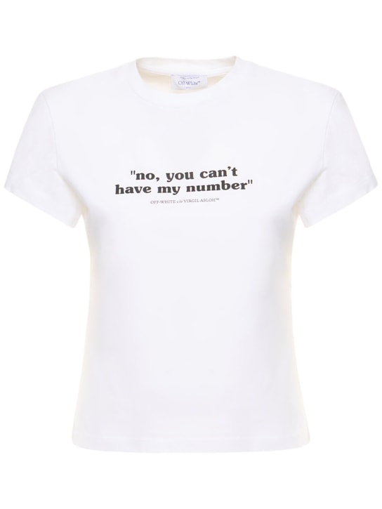 Off-White: T-shirt Quote Number in cotone - Bianco - women_0 | Luisa Via Roma