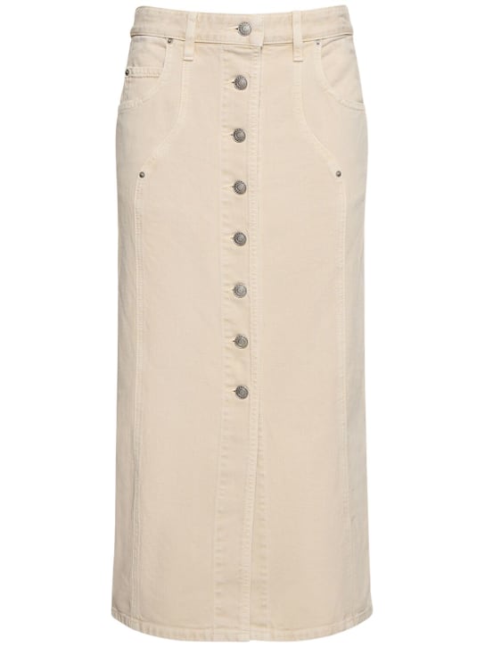 Marant Etoile: Vandy cotton denim long skirt - Beige - women_0 | Luisa Via Roma