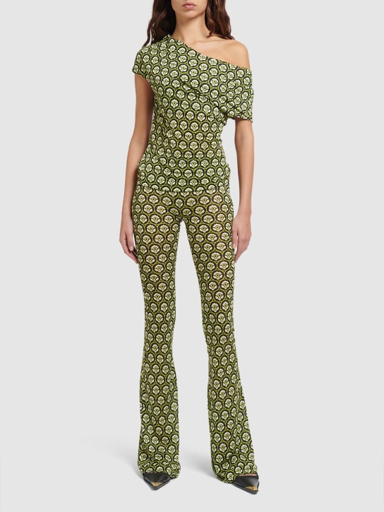 Etro: Printed mesh top - Green/Multi - women_1 | Luisa Via Roma