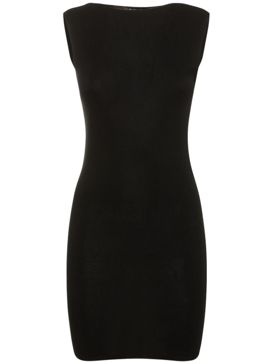 St. Agni: Vestido corto de punto de tencel sin mangas - Negro - women_0 | Luisa Via Roma