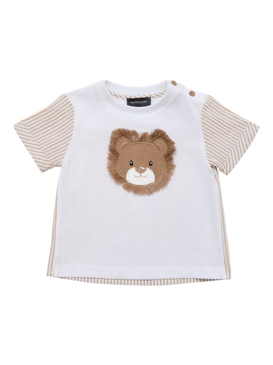 Monnalisa: Camiseta de algodón jersey - Blanco/Ecrú - kids-boys_0 | Luisa Via Roma
