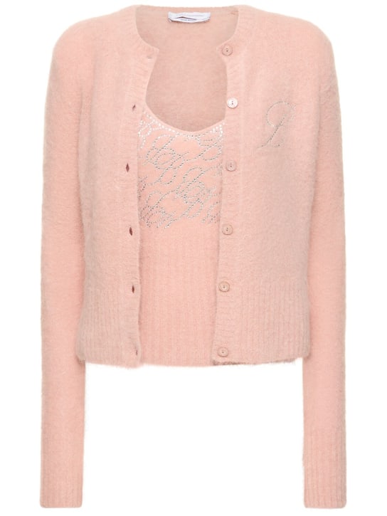 Blumarine: Alpaca blend knit top & cardigan - Pink - women_0 | Luisa Via Roma
