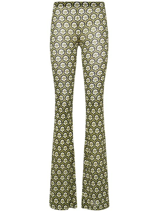 Etro: 印花粘胶纤维喇叭裤 - 绿色/多色 - women_0 | Luisa Via Roma