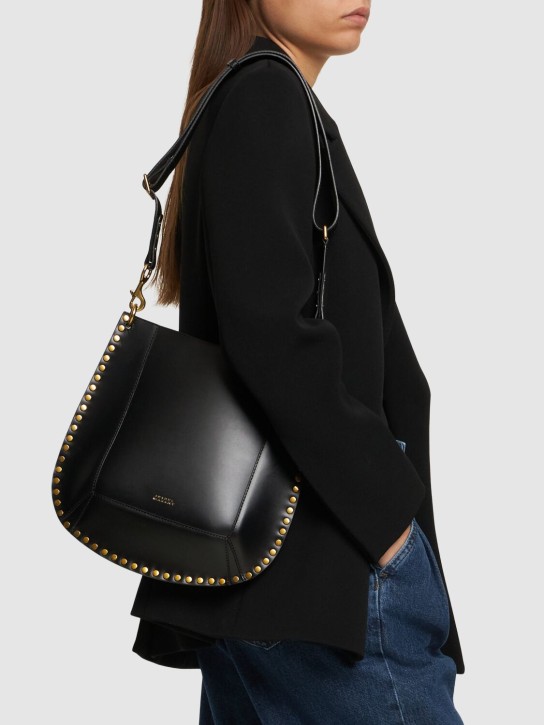 Isabel Marant: Oskan soft leather shoulder bag - Black - women_1 | Luisa Via Roma