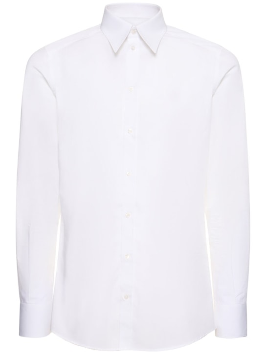 Dolce&Gabbana: Klassisches hemd aus baumwollpopeline - Weiß - men_0 | Luisa Via Roma