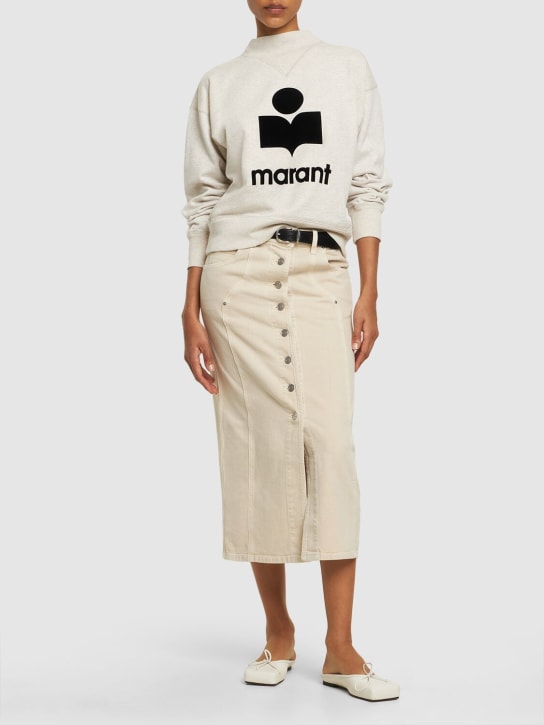 Marant Etoile: Pull-over en coton mélangé à logo Moby - Écru - women_1 | Luisa Via Roma