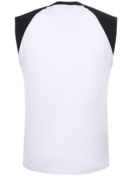 Moschino: Logo print cotton jersey tank top - men_4 | Luisa Via Roma