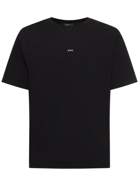 A.P.C.: Camiseta de jersey con logo - Negro - men_0 | Luisa Via Roma