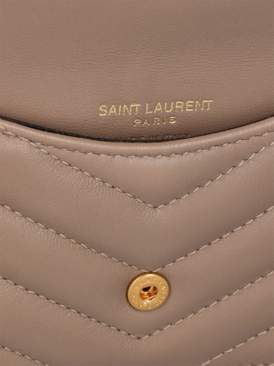 Saint Laurent: Leather fragments credit card case - Dusty Grey - women_1 | Luisa Via Roma