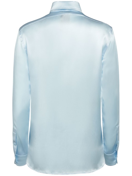 Tom Ford: Fluid charmeuse silk shirt - Light Blue - women_1 | Luisa Via Roma