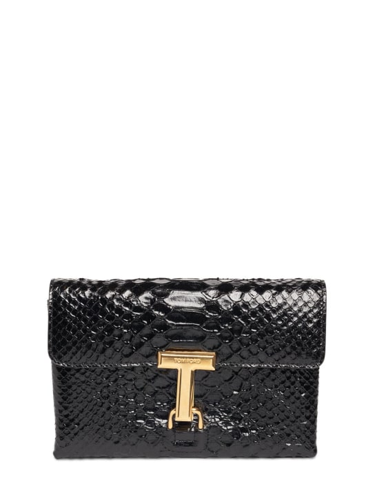 Tom Ford: Mini Monarch glossy embossed leather bag - Black - women_0 | Luisa Via Roma