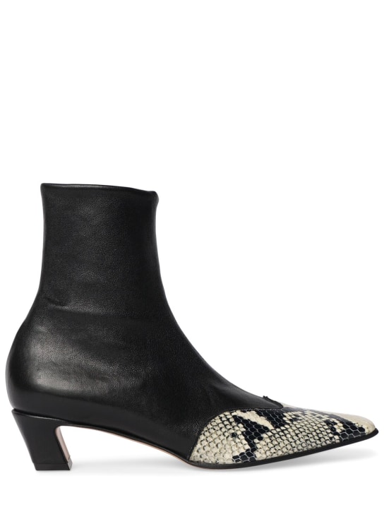 Khaite: 40mm Nevada leather ankle boots - Black/Beige - women_0 | Luisa Via Roma