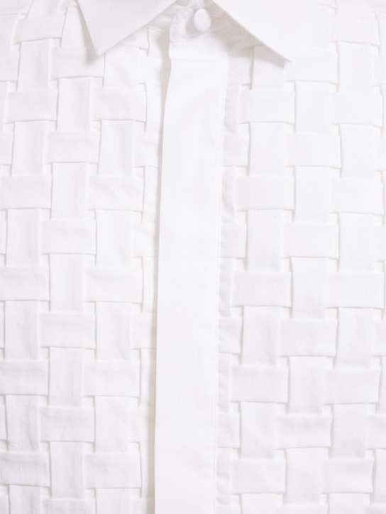 Valentino: Camicia in cotone con plastron - Bianco - men_4 | Luisa Via Roma