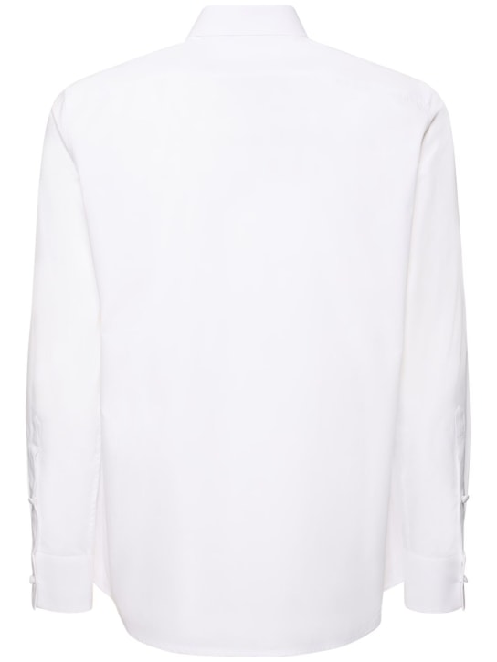 Valentino: Camicia in cotone con plastron - Bianco - men_5 | Luisa Via Roma