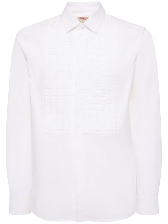 Valentino: Cotton plastron shirt - White - men_0 | Luisa Via Roma