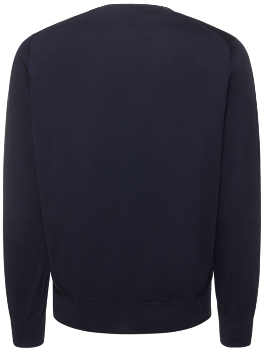Brunello Cucinelli: Cotton crewneck sweater - Navy - men_4 | Luisa Via Roma