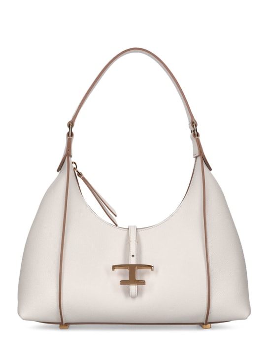 Tod's: Small TSB hobo leather bag - White - women_0 | Luisa Via Roma
