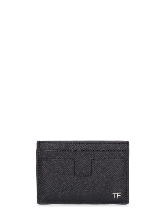 Tom Ford: Small grain Saffiano leather card case - Black - men_0 | Luisa Via Roma