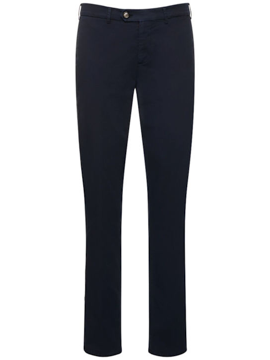 Brunello Cucinelli: Dyed cotton gabardine pants - Navy - men_0 | Luisa Via Roma