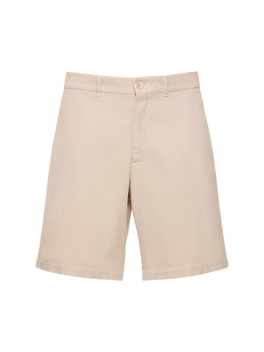 Brunello Cucinelli: Dyed cotton Bermuda shorts - Açık Bej - men_0 | Luisa Via Roma
