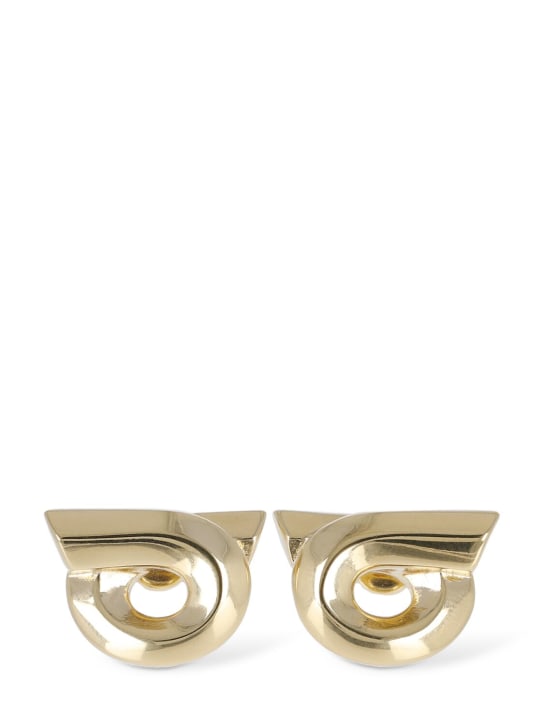 Ferragamo: New Gard 18D stud earrings - Altın Rengi - women_0 | Luisa Via Roma